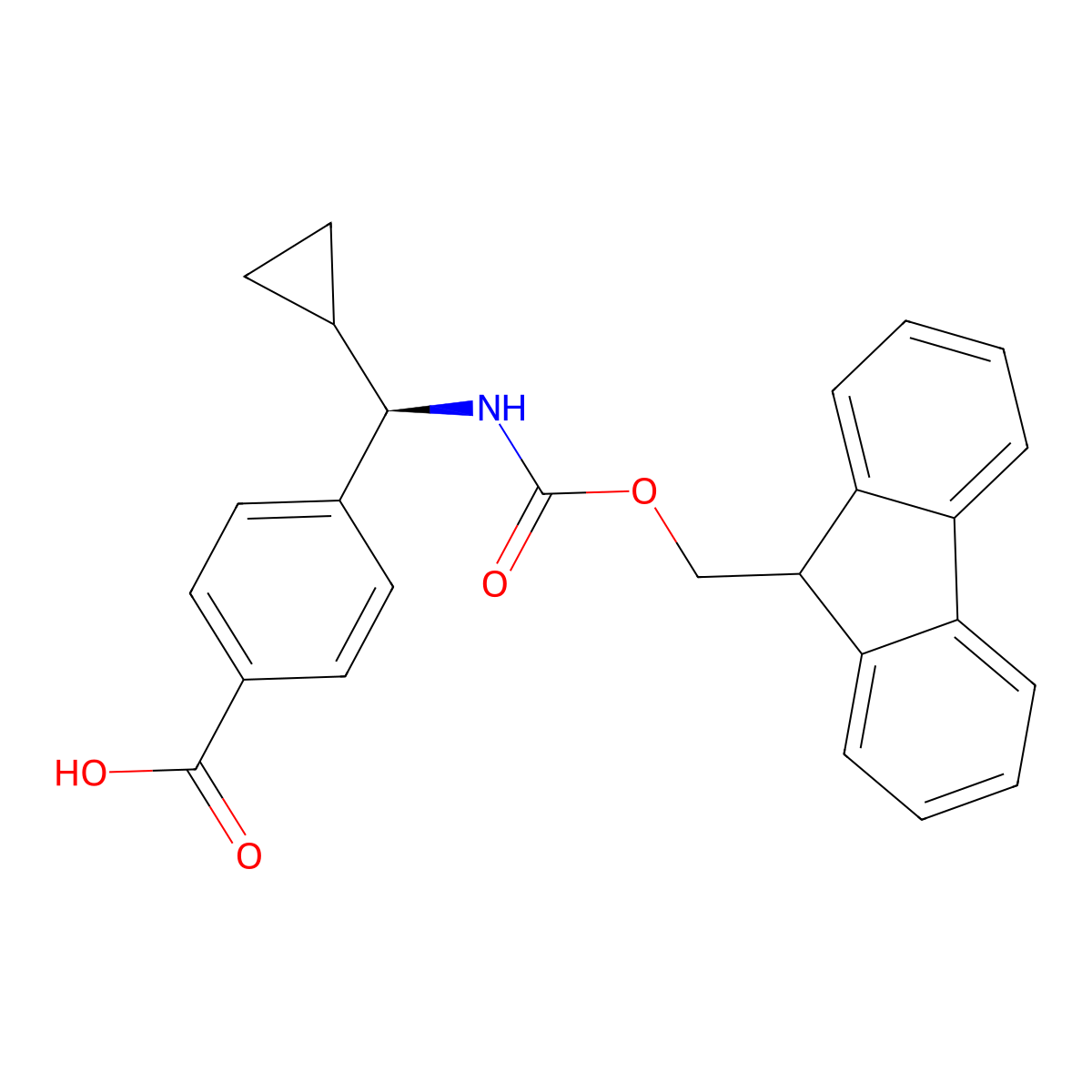 4-[(R)-cyclopropyl({[(9H-fluoren-9-yl)methoxy]carbonyl}amino)methyl]benzoic acid molecular structure, CAS 3017122-06-1