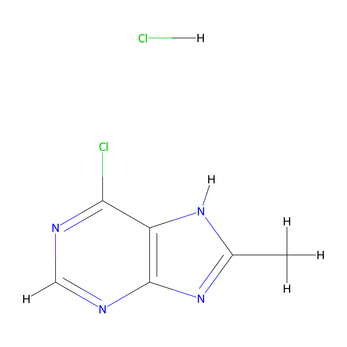 6-chloro-8-methyl-7H-purine;hydrochloride molecular structure, CAS 3017141-79-3