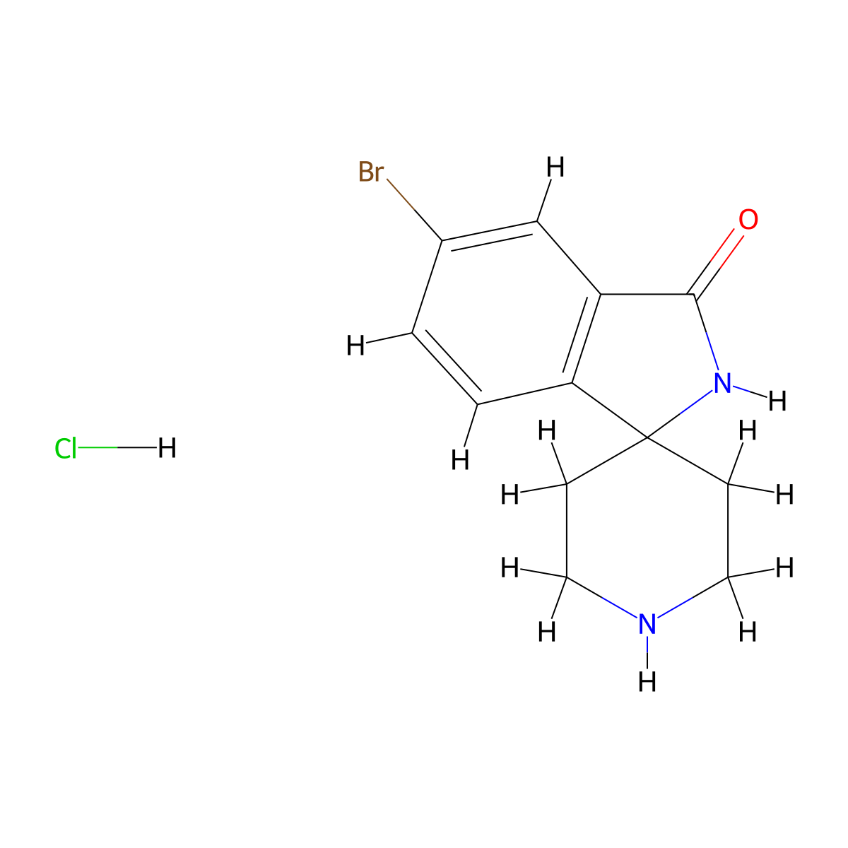 5-Bromo-2,3-dihydrospiro[isoindole-1,4'-piperidin]-3-one hydrochloride molecular structure, CAS 3017141-91-9