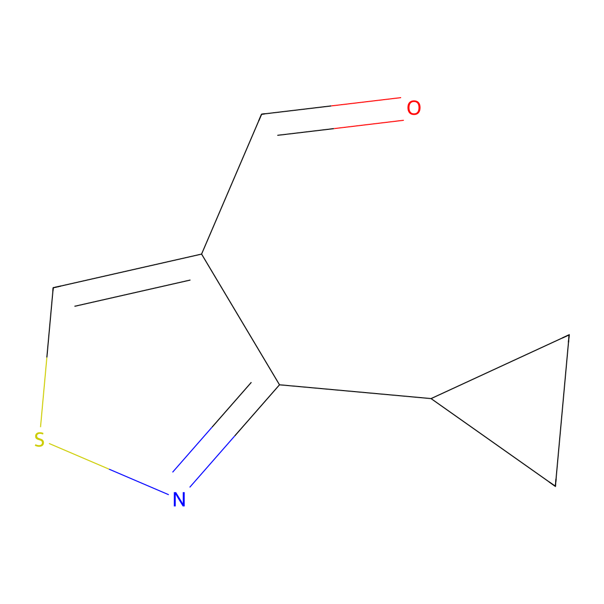 3-Cyclopropyl-1,2-thiazole-4-carbaldehyde molecular structure, CAS 3017145-94-4