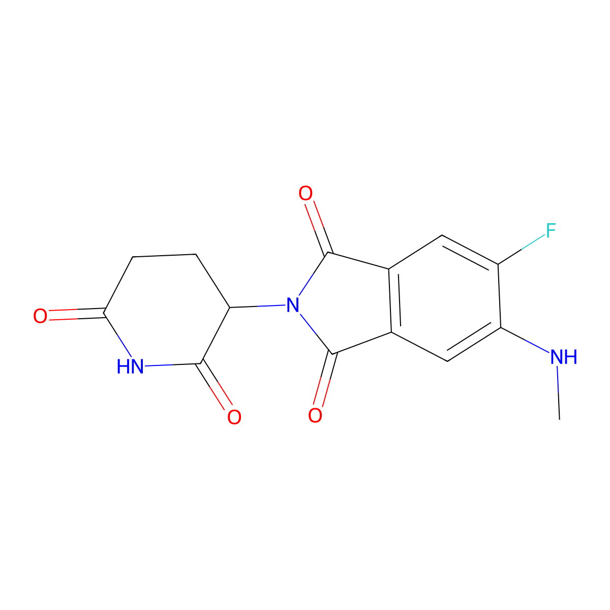 2-(2,6-dioxopiperidin-3-yl)-5-fluoro-6-(methylamino)-2,3-dihydro-1H-isoindole-1,3-dione molecular structure, CAS 3017147-11-1