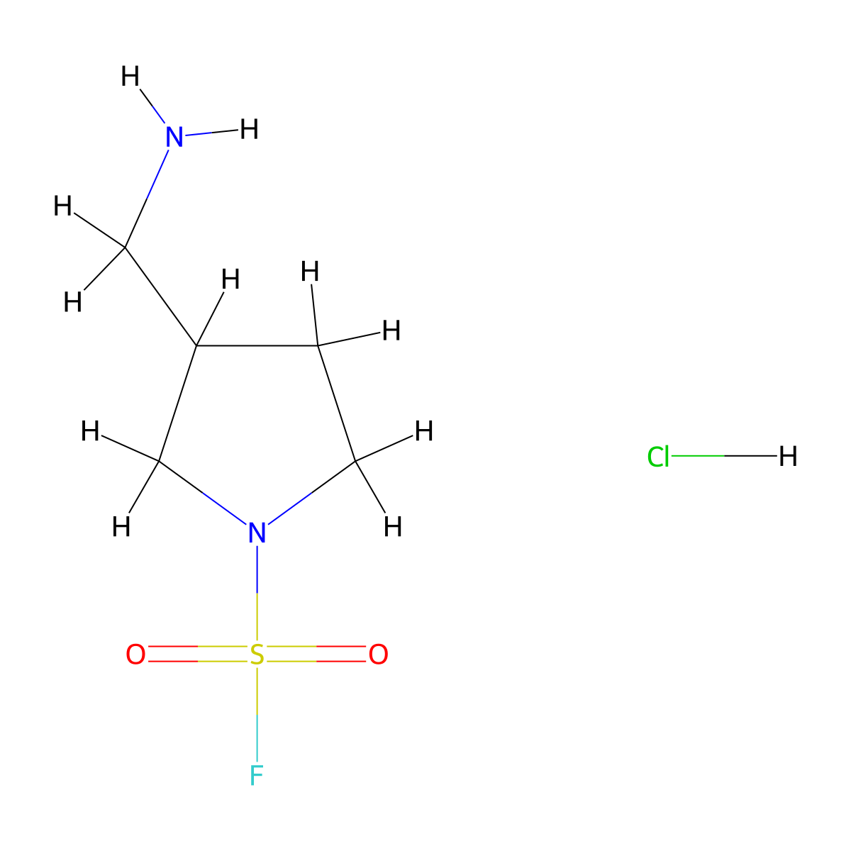 3-(Aminomethyl)pyrrolidine-1-sulfonyl fluoride;hydrochloride molecular structure, CAS 3017160-67-4