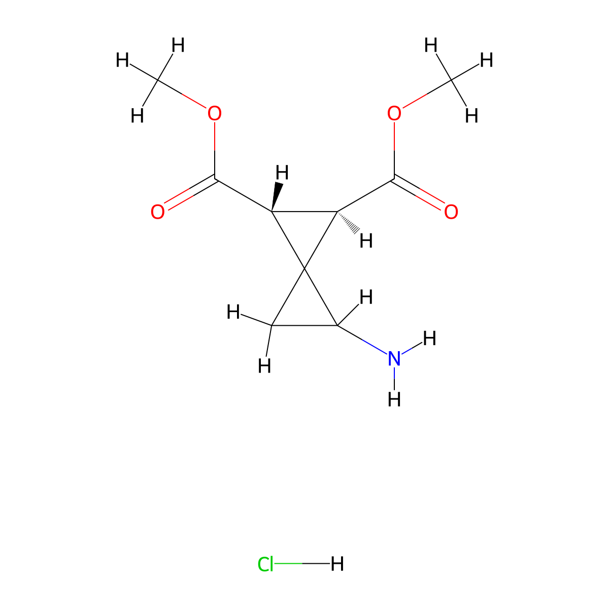 1,2-dimethyl (1R,2R)-4-aminospiro[2.2]pentane-1,2-dicarboxylate hydrochloride molecular structure, CAS 3017168-52-1