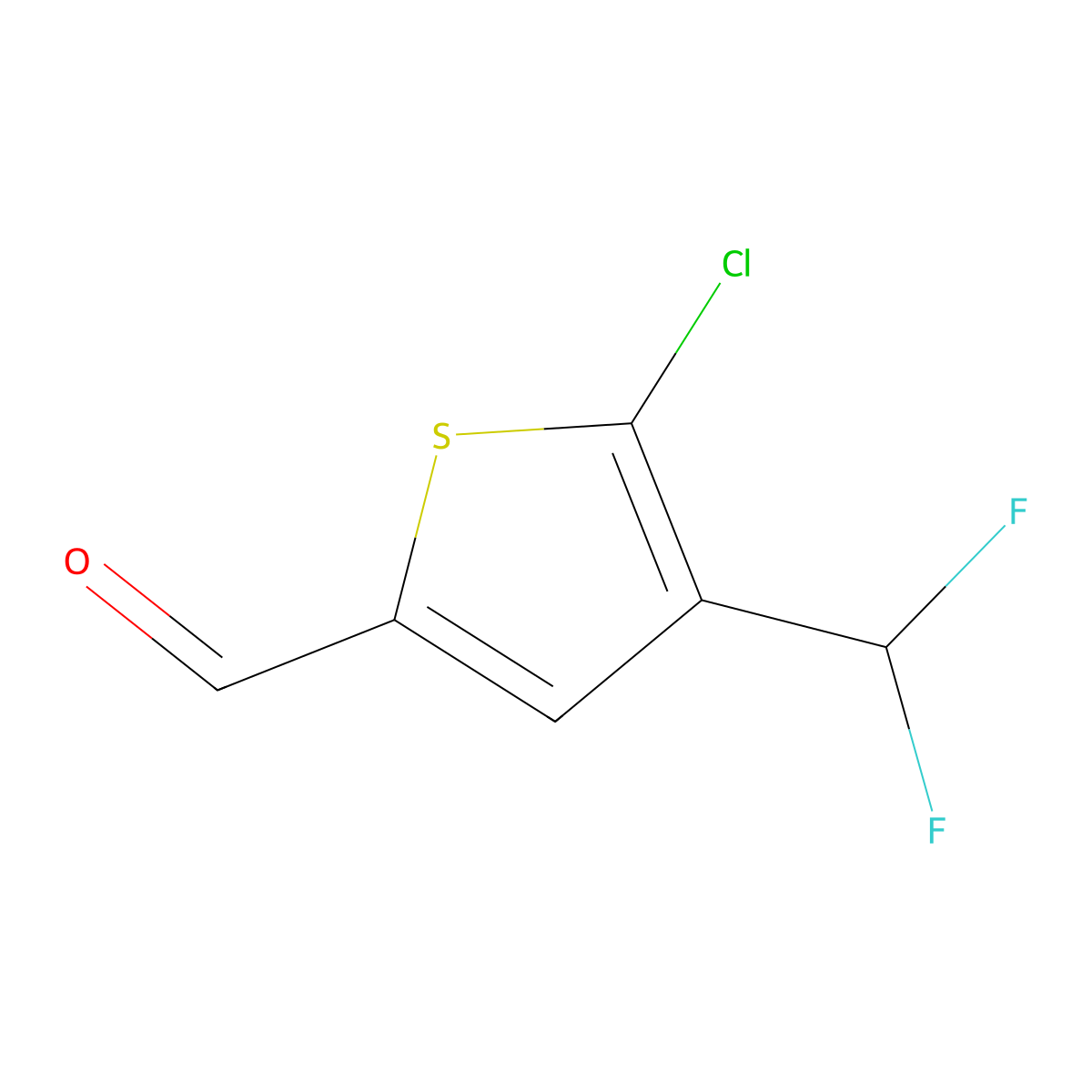 5-Chloro-4-(difluoromethyl)thiophene-2-carbaldehyde molecular structure, CAS 3017168-63-4