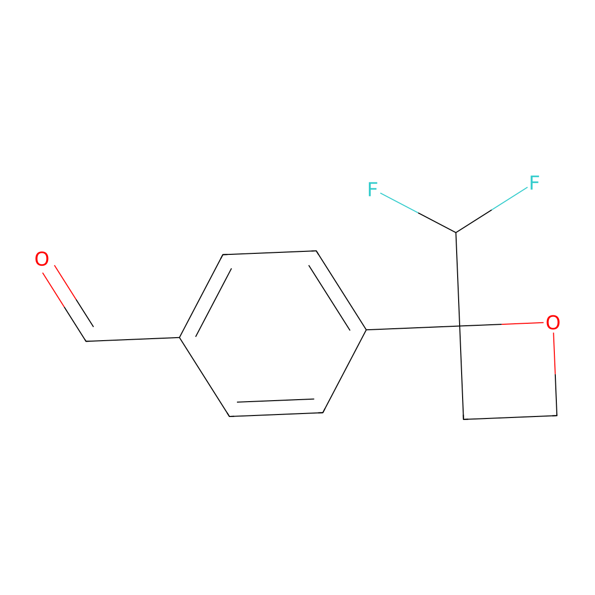 4-[2-(Difluoromethyl)oxetan-2-yl]benzaldehyde molecular structure, CAS 3017175-45-7