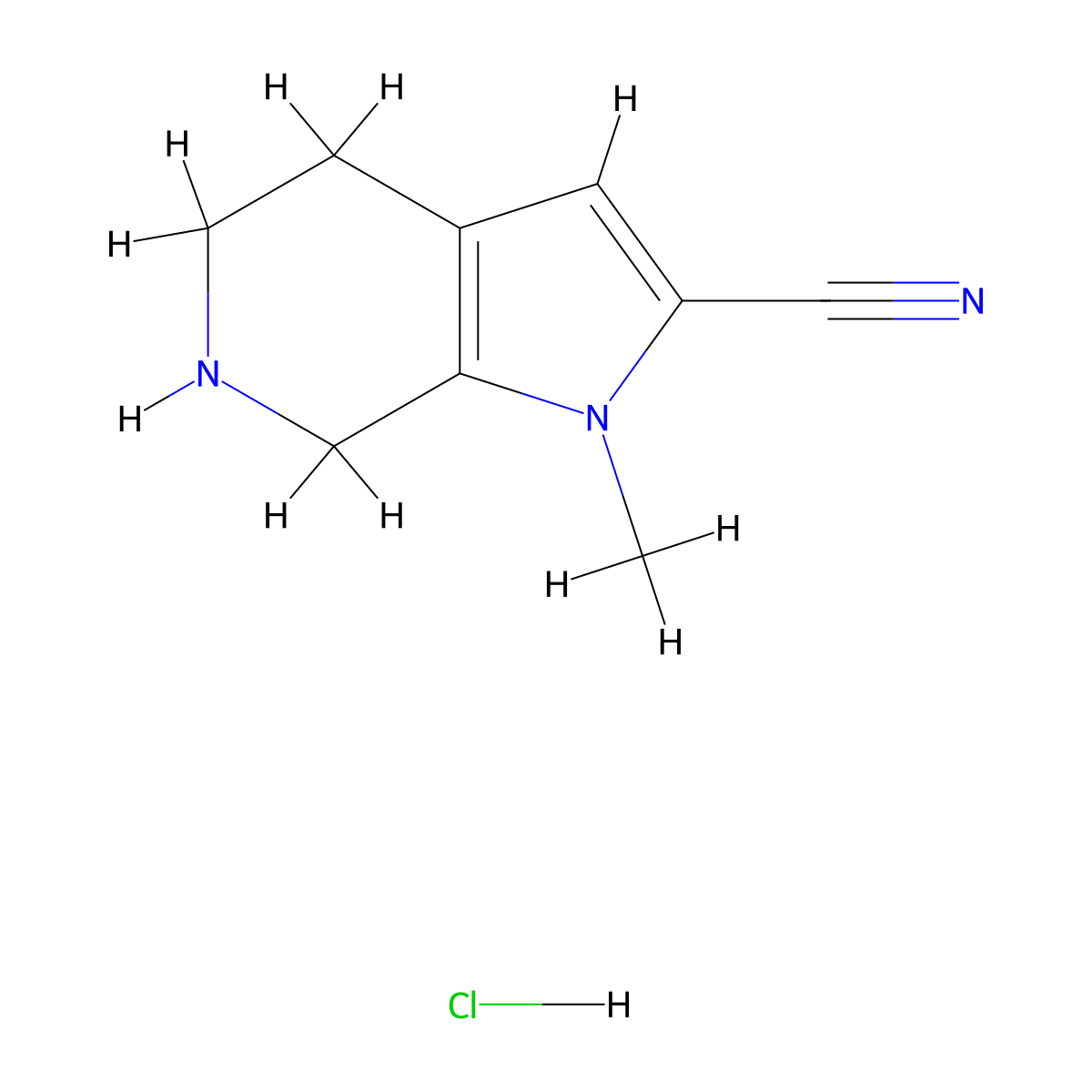 1-Methyl-4,5,6,7-tetrahydropyrrolo[2,3-c]pyridine-2-carbonitrile;hydrochloride molecular structure, CAS 3017192-95-6