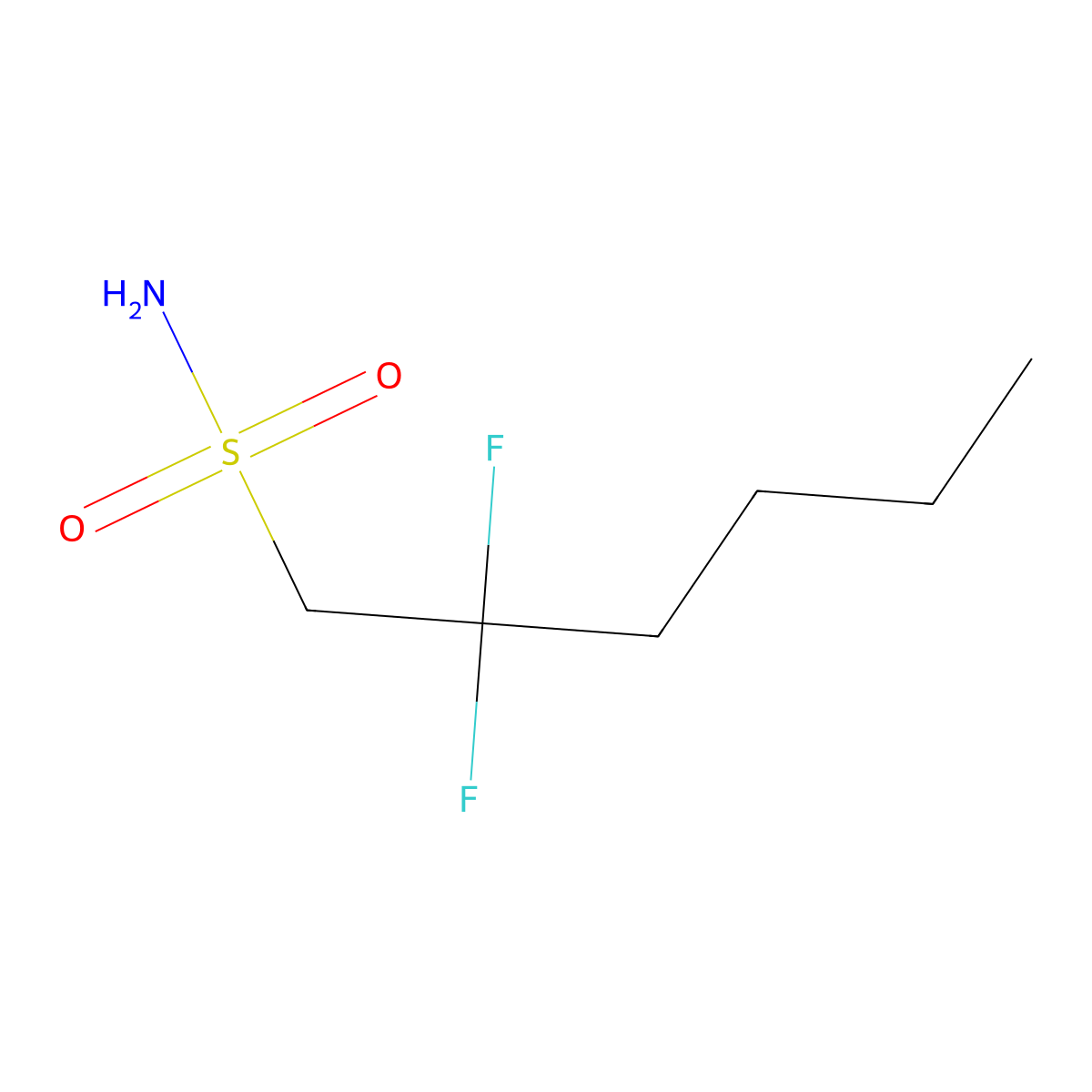 2,2-Difluorohexane-1-sulfonamide molecular structure, CAS 3017192-96-7
