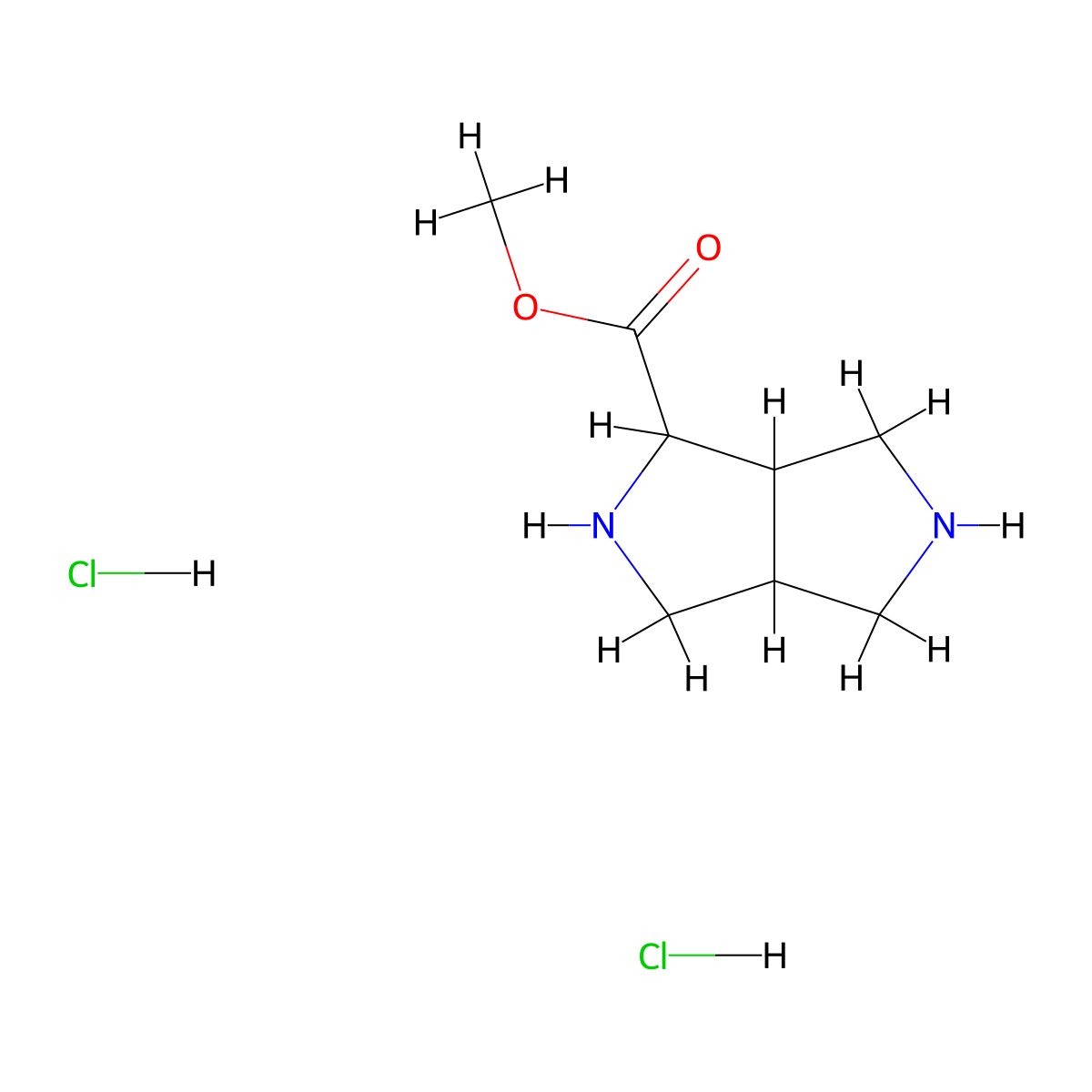 Methyl octahydropyrrolo[3,4-C]pyrrole-1-carboxylate dihydrochloride molecular structure, CAS 3017193-02-8