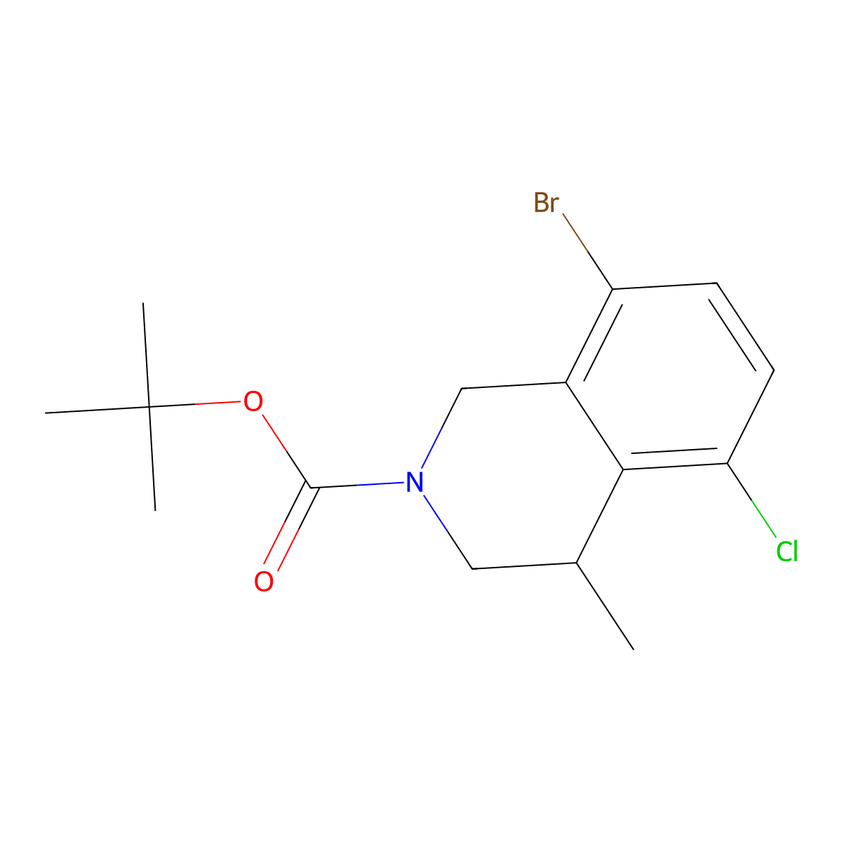 Tert-butyl 8-bromo-5-chloro-4-methyl-1,2,3,4-tetrahydroisoquinoline-2-carboxylate molecular structure, CAS 3017193-44-8