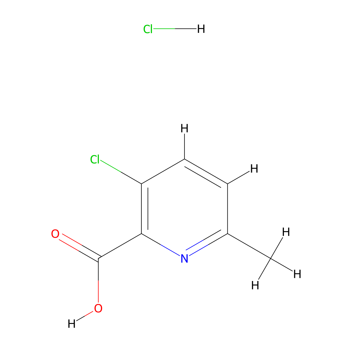 3-Chloro-6-methylpyridine-2-carboxylic acid hydrochloride molecular structure, CAS 3017193-68-6