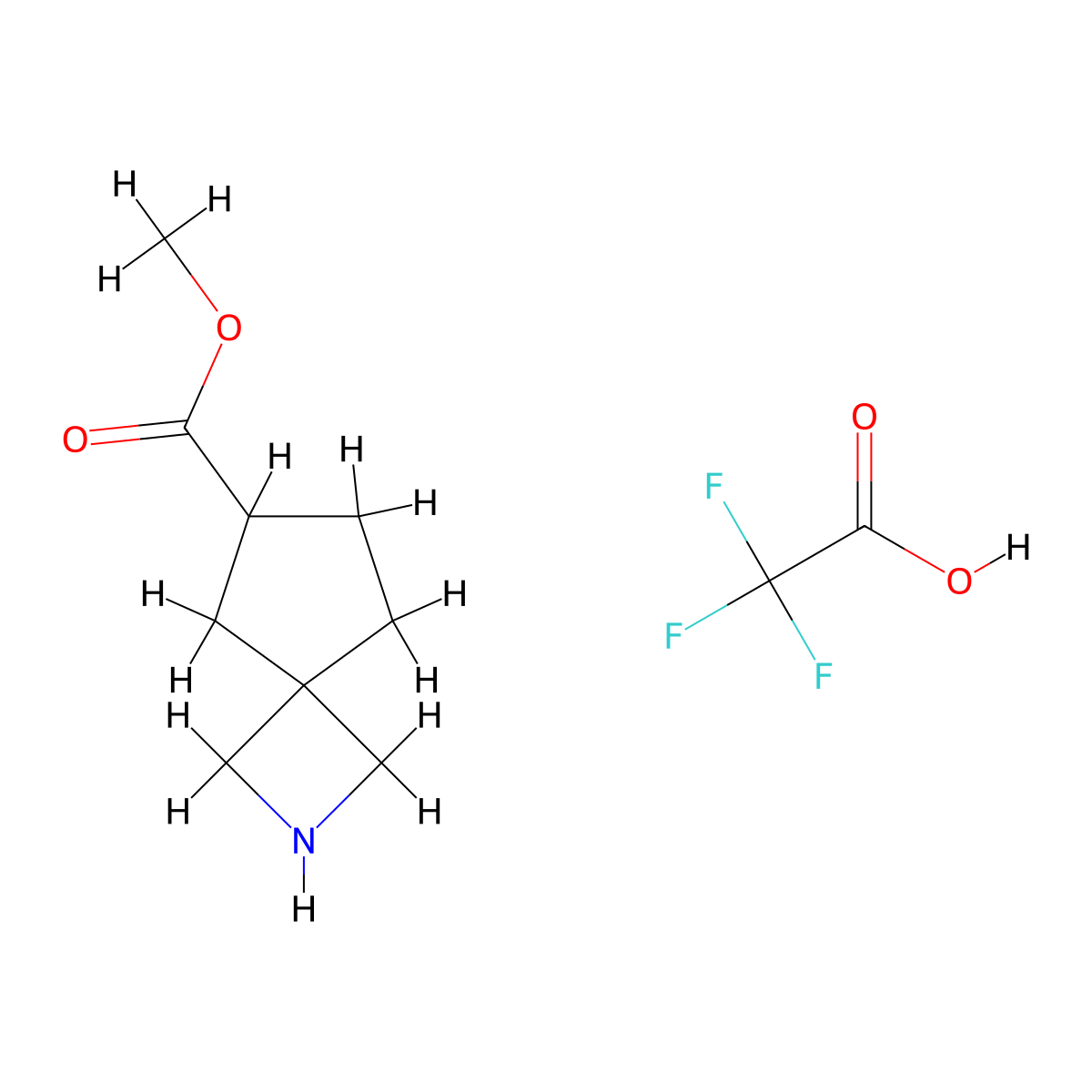 Methyl 2-azaspiro[3.4]octane-6-carboxylate, trifluoroacetic acid molecular structure, CAS 3017193-71-1