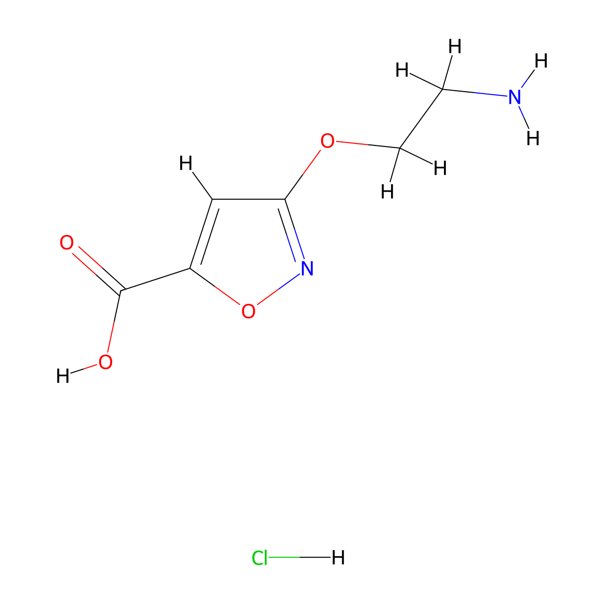 3-(2-Aminoethoxy)-1,2-oxazole-5-carboxylic acid hydrochloride molecular structure, CAS 3017193-74-4