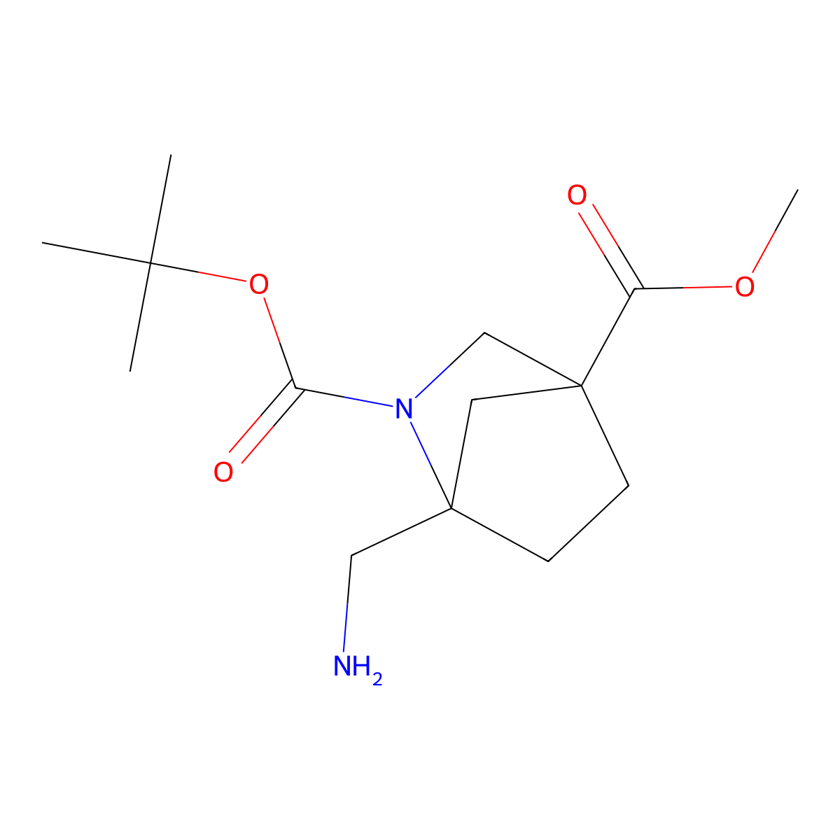 2-Tert-butyl 4-methyl 1-(aminomethyl)-2-azabicyclo[2.2.1]heptane-2,4-dicarboxylate molecular structure, CAS 3017193-89-1