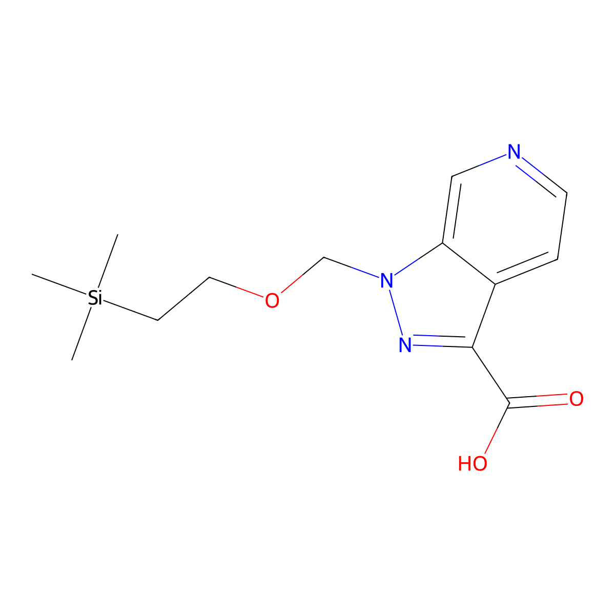 1-{[2-(trimethylsilyl)ethoxy]methyl}-1H-pyrazolo[3,4-c]pyridine-3-carboxylic acid molecular structure, CAS 3017193-92-6