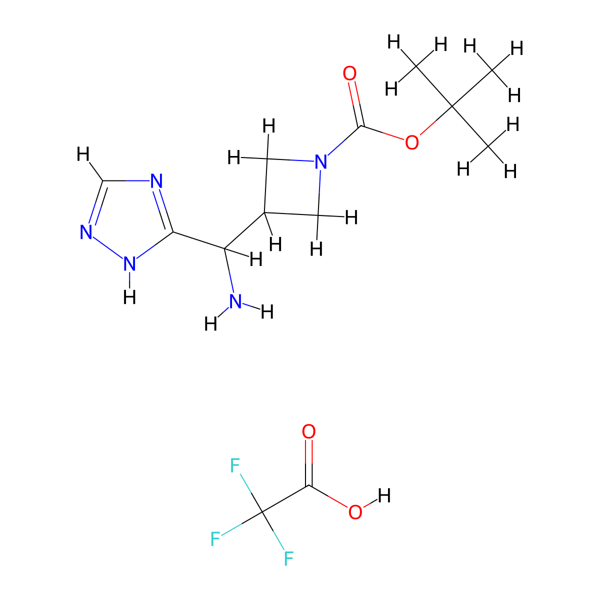 tert-butyl 3-[amino(1H-1,2,4-triazol-3-yl)methyl]azetidine-1-carboxylate, trifluoroacetic acid molecular structure, CAS 3017194-08-7
