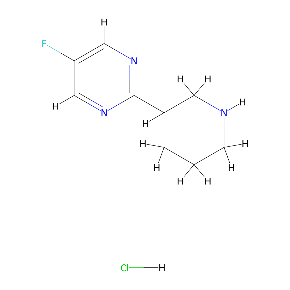 5-Fluoro-2-(piperidin-3-yl)pyrimidine hydrochloride molecular structure, CAS 3017194-12-3