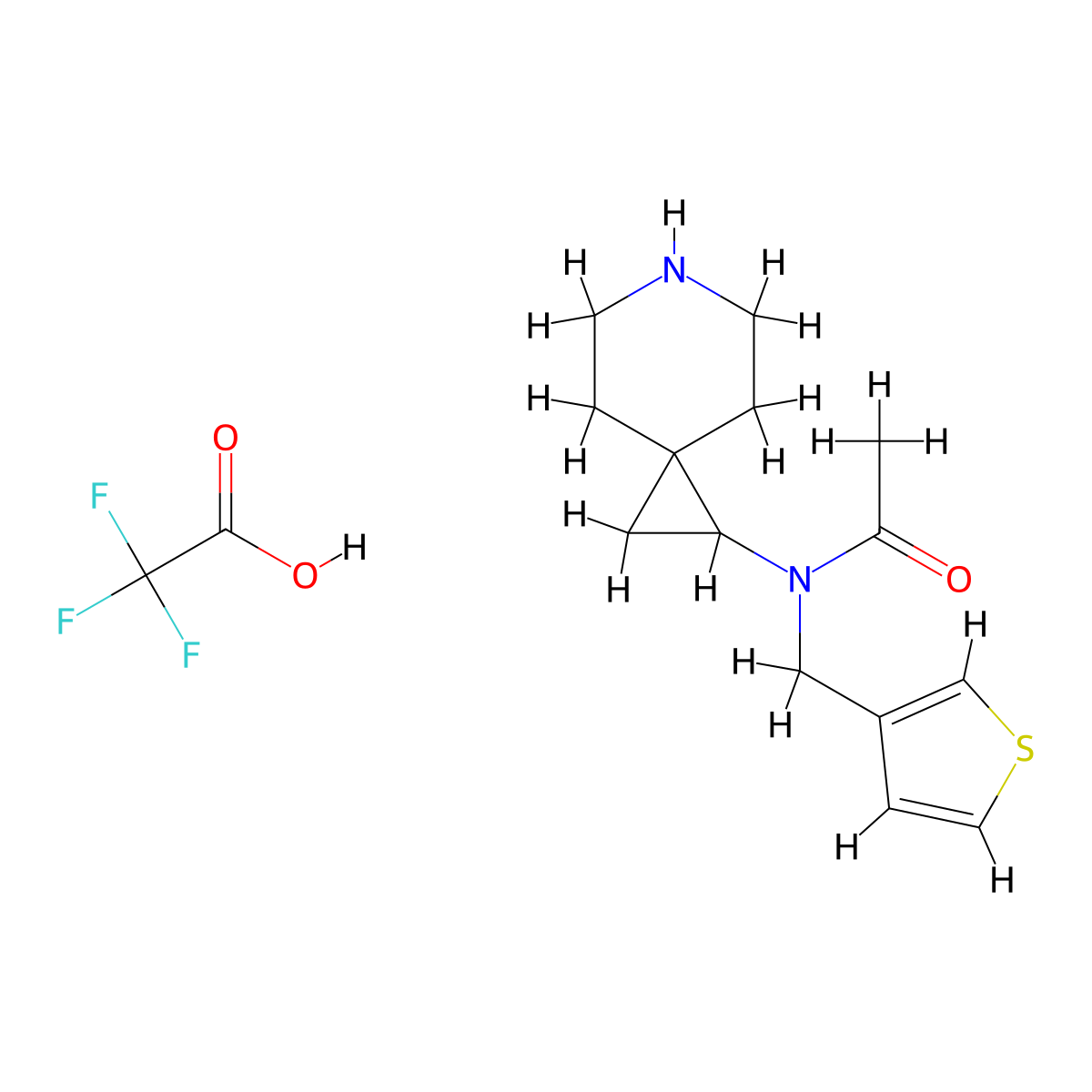 N-{6-azaspiro[2.5]octan-1-yl}-N-[(thiophen-3-yl)methyl]acetamide, trifluoroacetic acid molecular structure, CAS 3017194-26-9
