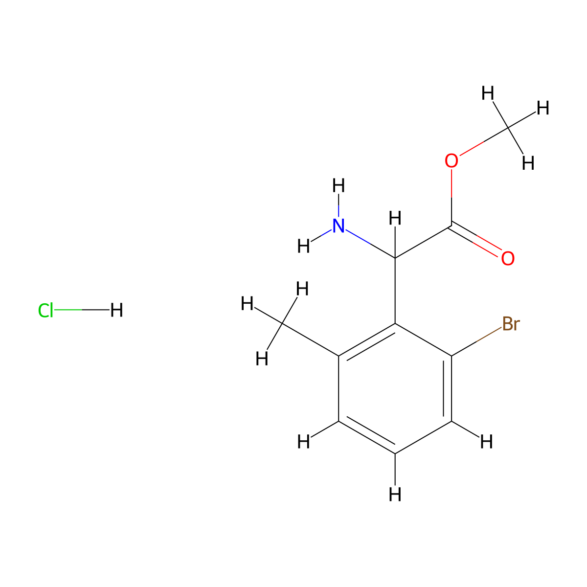 Methyl 2-amino-2-(2-bromo-6-methylphenyl)acetate hydrochloride molecular structure, CAS 3017194-28-1