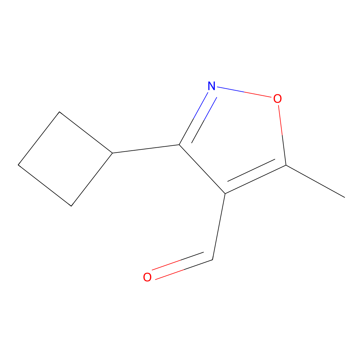 3-Cyclobutyl-5-methyl-1,2-oxazole-4-carbaldehyde molecular structure, CAS 3017194-31-6