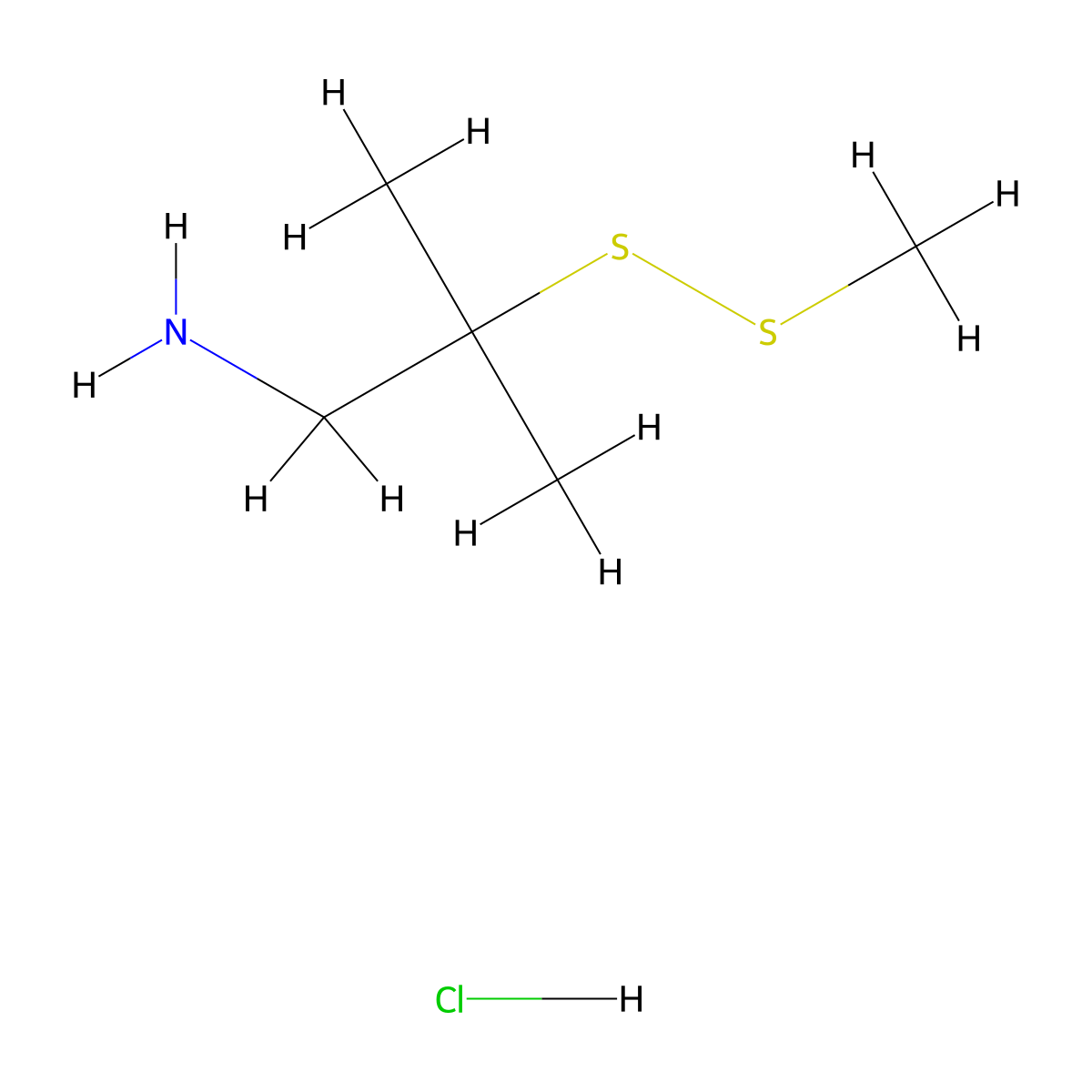 2-Methyl-2-(methyldisulfanyl)propan-1-amine hydrochloride molecular structure, CAS 3017194-33-8