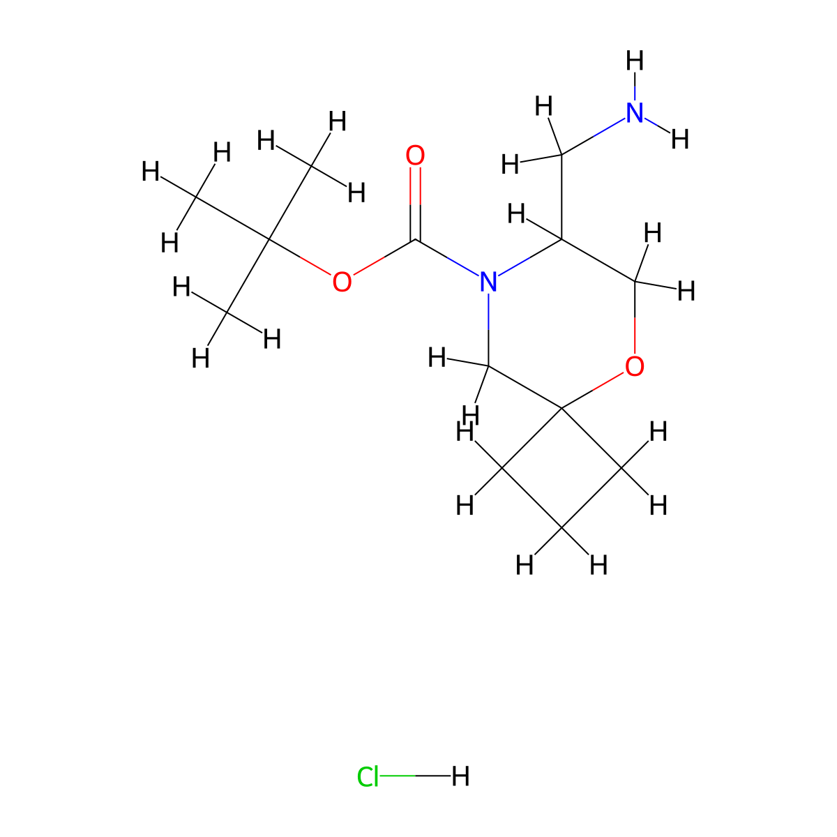 Tert-butyl 7-(aminomethyl)-5-oxa-8-azaspiro[3.5]nonane-8-carboxylate hydrochloride molecular structure, CAS 3017194-36-1