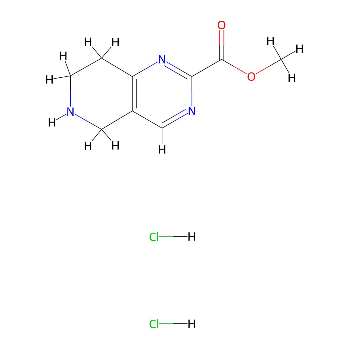 Methyl 5,6,7,8-tetrahydropyrido[4,3-d]pyrimidine-2-carboxylate;dihydrochloride molecular structure, CAS 3017194-37-2