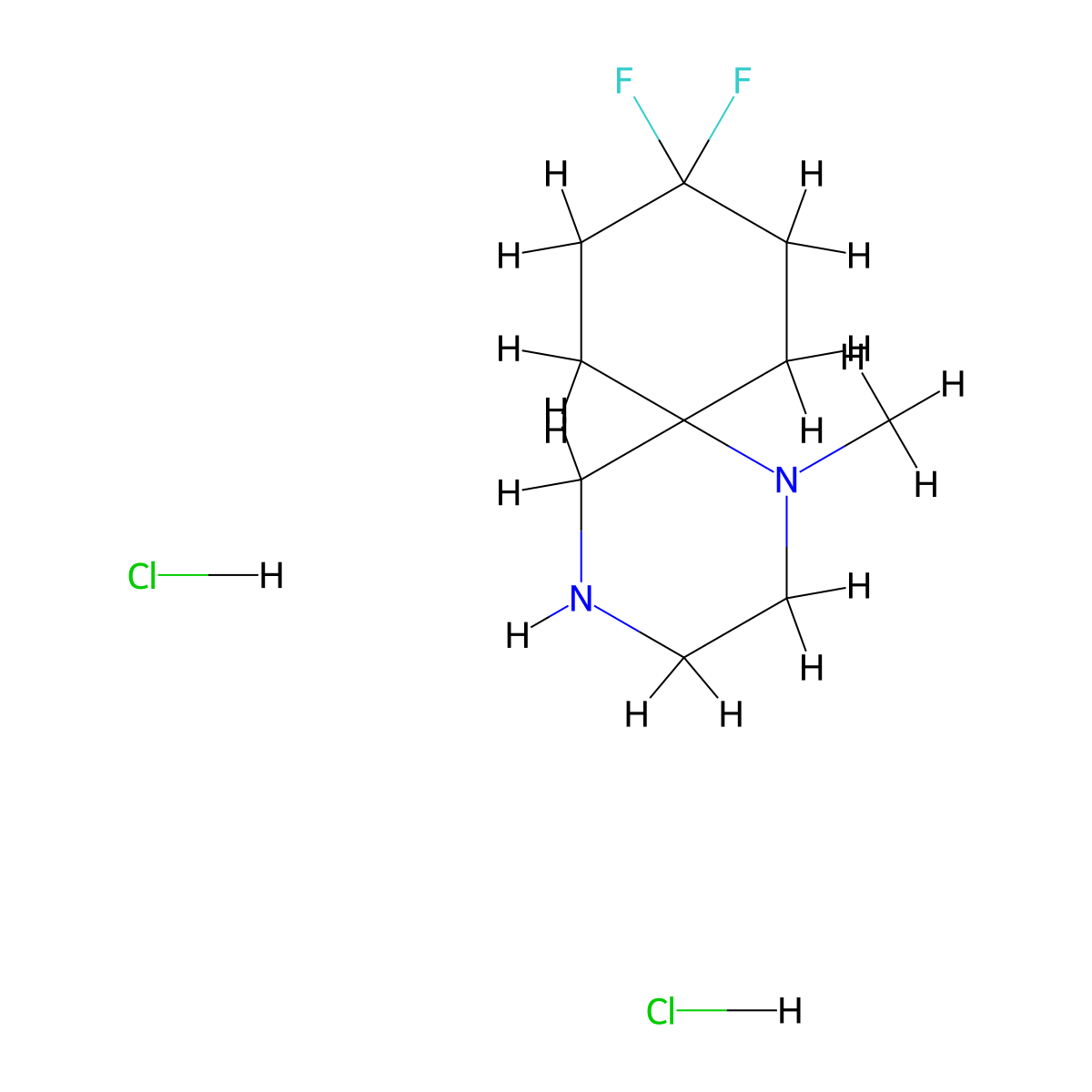 9,9-Difluoro-1-methyl-1,4-diazaspiro[5.5]undecane dihydrochloride molecular structure, CAS 3017194-40-7