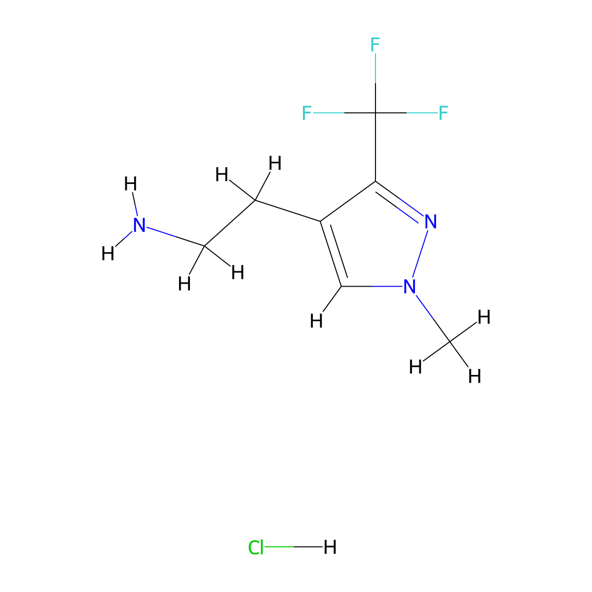 2-[1-methyl-3-(trifluoromethyl)-1H-pyrazol-4-yl]ethan-1-amine hydrochloride molecular structure, CAS 3017194-42-9