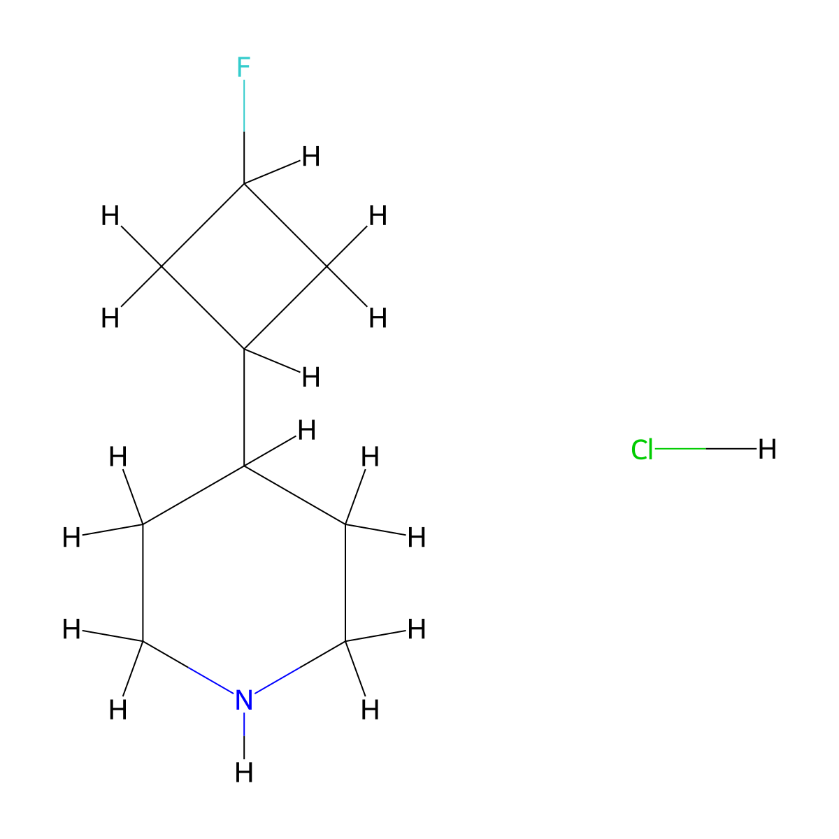 4-(3-Fluorocyclobutyl)piperidine hydrochloride molecular structure, CAS 3017194-43-0