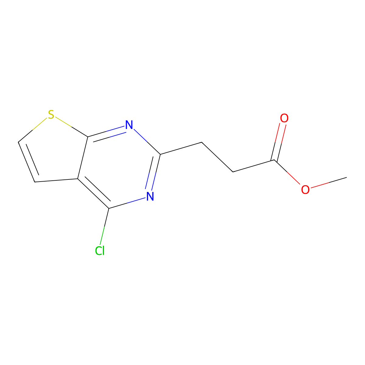 Methyl 3-{4-chlorothieno[2,3-d]pyrimidin-2-yl}propanoate molecular structure, CAS 3017205-26-1