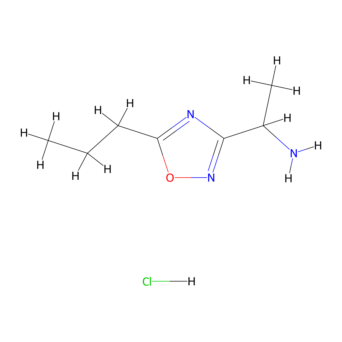 1-(5-Propyl-1,2,4-oxadiazol-3-yl)ethan-1-amine hydrochloride molecular structure, CAS 3017210-79-3