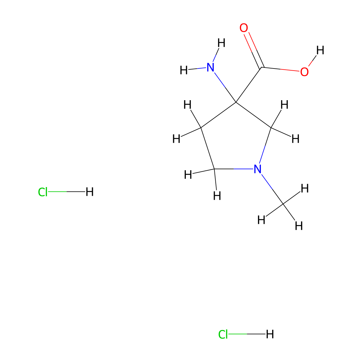 3-Amino-1-methylpyrrolidine-3-carboxylic acid dihydrochloride molecular structure, CAS 3017210-90-8