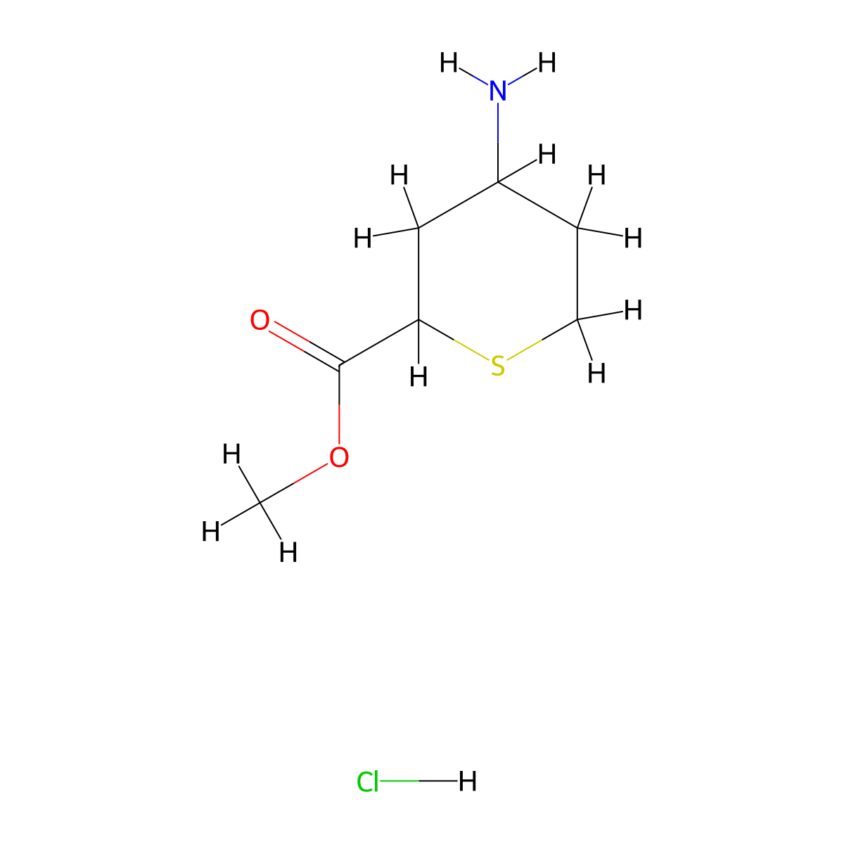 Methyl 4-aminothiane-2-carboxylate;hydrochloride molecular structure, CAS 3017211-17-2