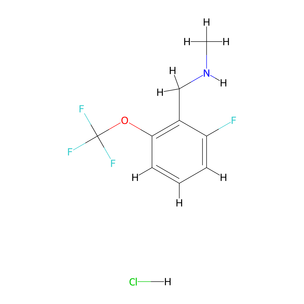 {[2-Fluoro-6-(trifluoromethoxy)phenyl]methyl}(methyl)amine hydrochloride molecular structure, CAS 3017211-20-7