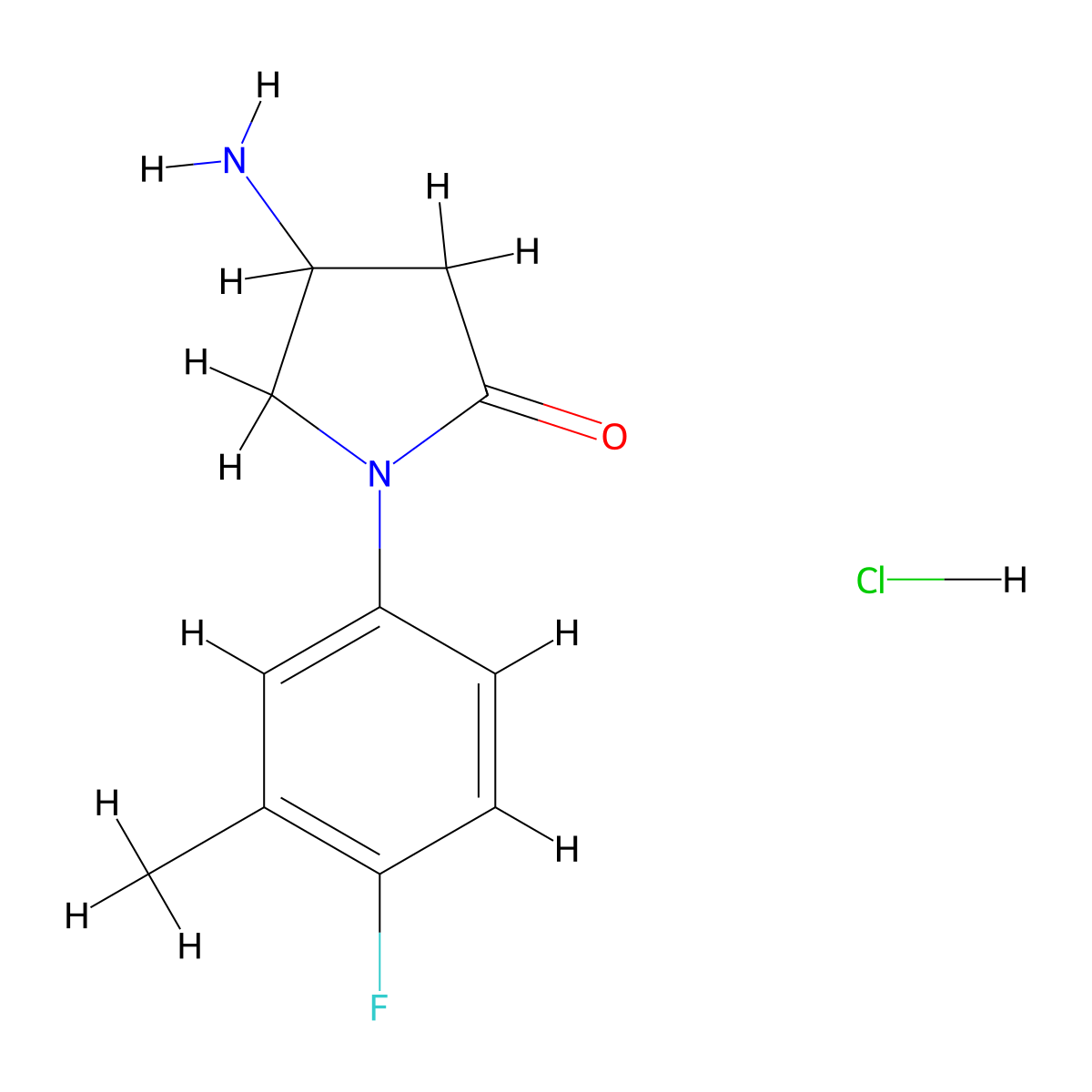 4-Amino-1-(4-fluoro-3-methylphenyl)pyrrolidin-2-one hydrochloride molecular structure, CAS 3017211-28-5
