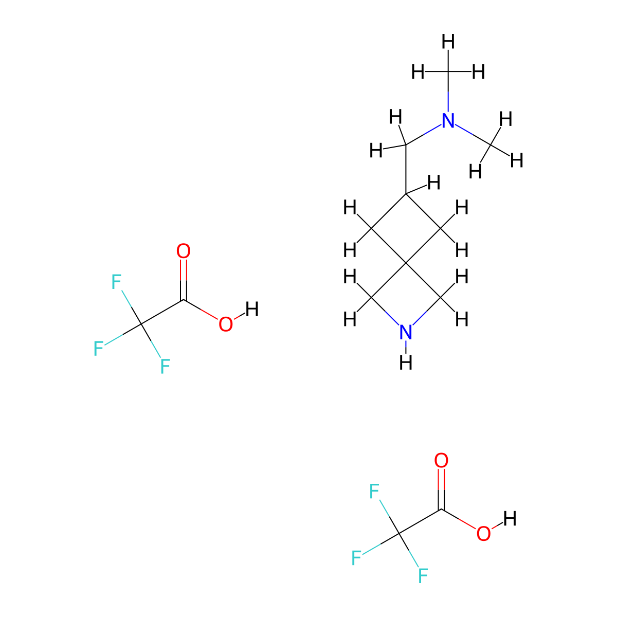 ({2-Azaspiro[3.3]heptan-6-yl}methyl)dimethylamine, bis(trifluoroacetic acid) molecular structure, CAS 3017211-30-9