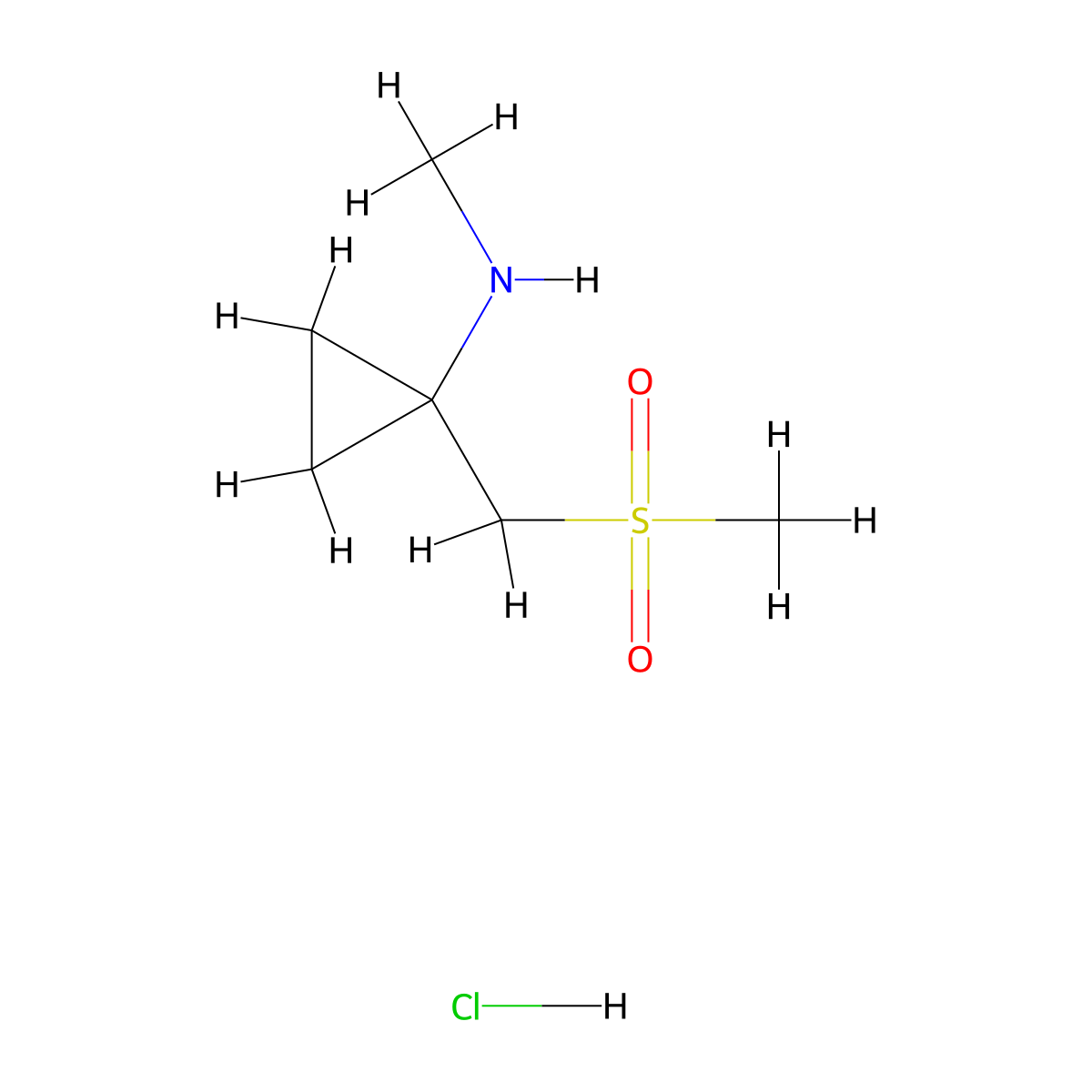 1-(methanesulfonylmethyl)-N-methylcyclopropan-1-amine hydrochloride molecular structure, CAS 3017211-40-1