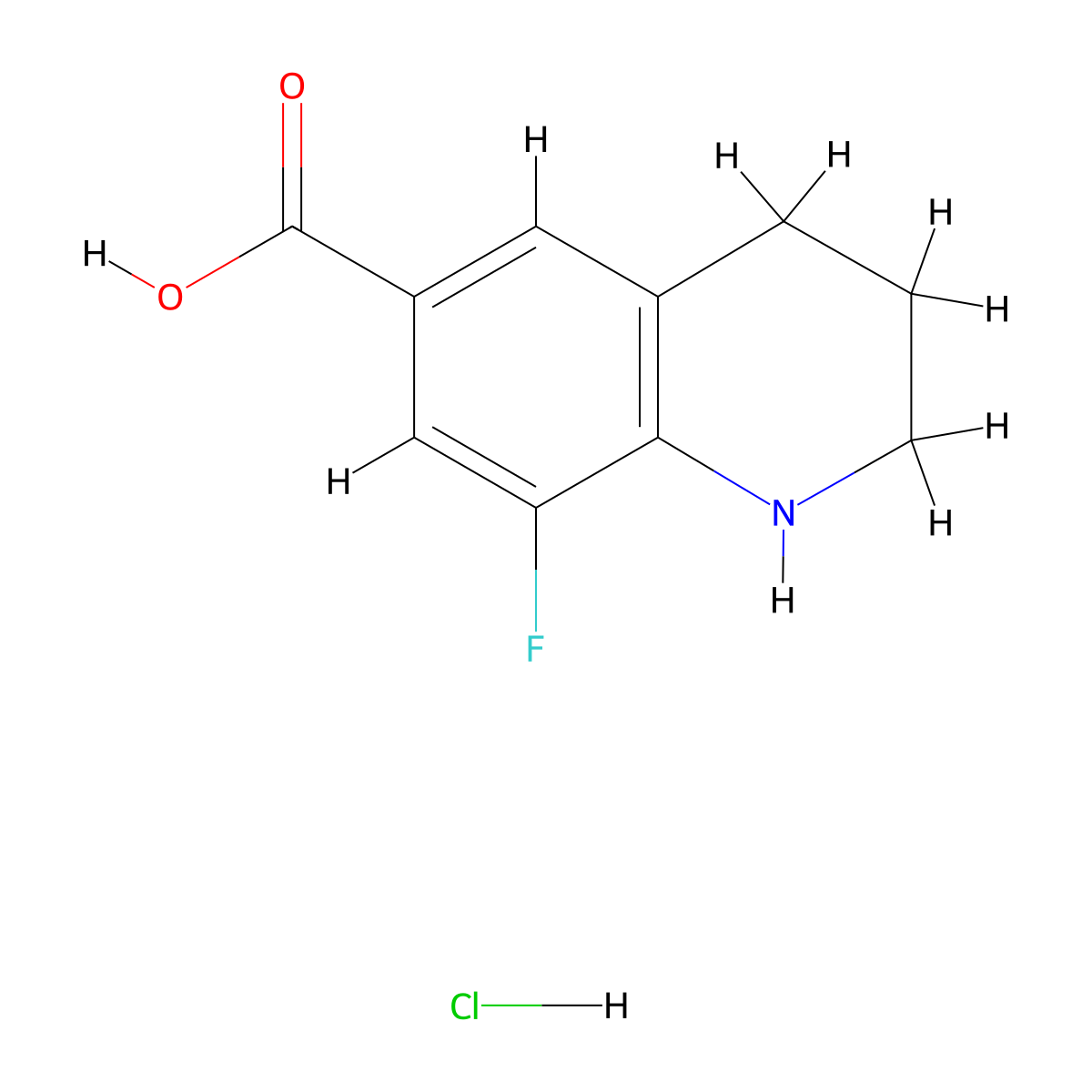 8-Fluoro-1,2,3,4-tetrahydroquinoline-6-carboxylic acid hydrochloride molecular structure, CAS 3017211-50-3