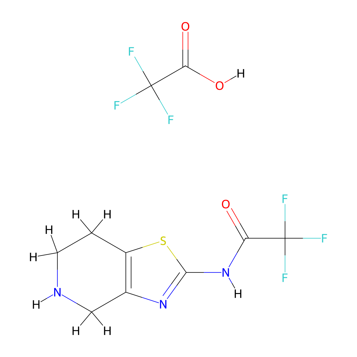 2,2,2-trifluoro-N-{4H,5H,6H,7H-[1,3]thiazolo[4,5-c]pyridin-2-yl}acetamide, trifluoroacetic acid molecular structure, CAS 3017211-71-8