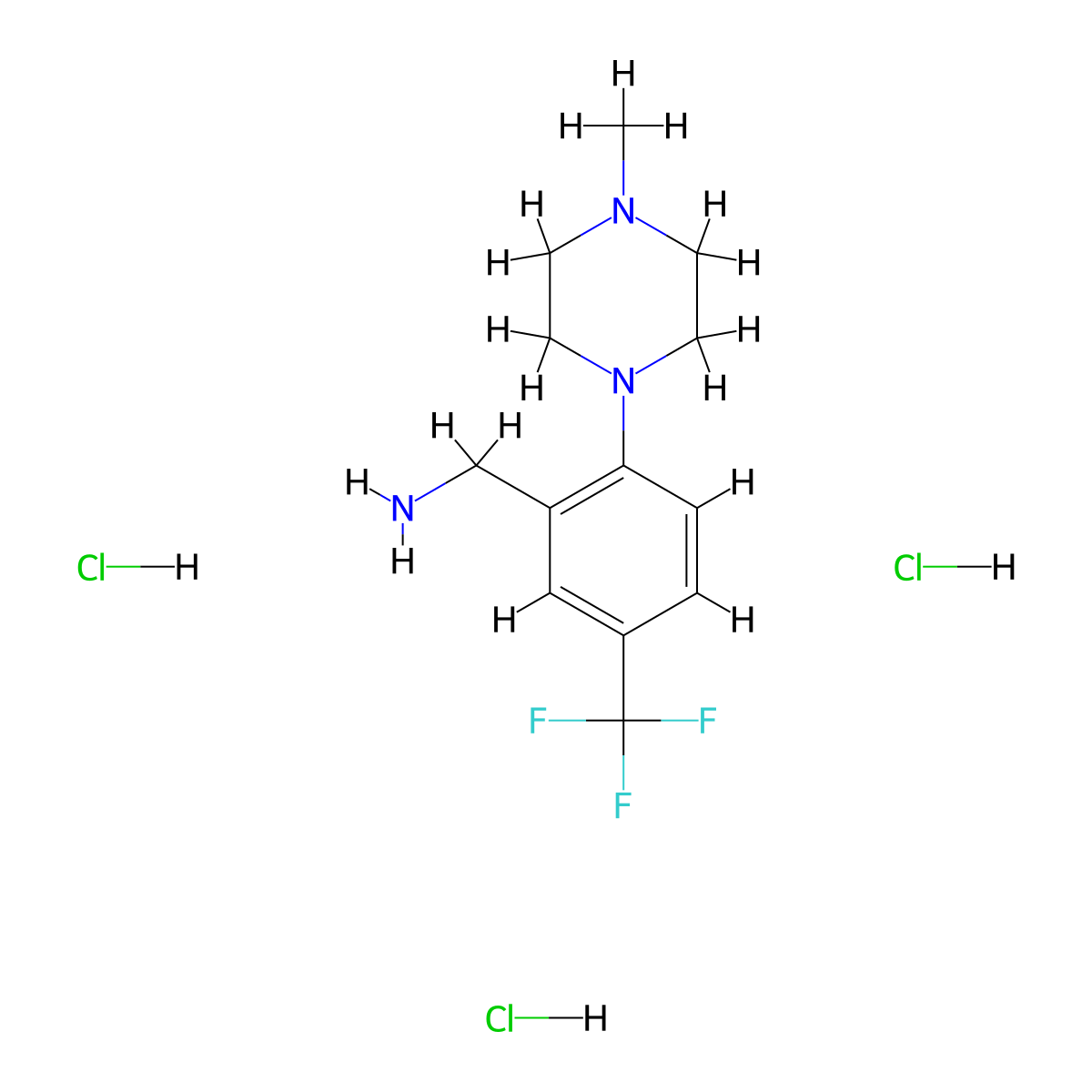 1-[2-(4-Methylpiperazin-1-yl)-5-(trifluoromethyl)phenyl]methanamine trihydrochloride molecular structure, CAS 3017211-79-6