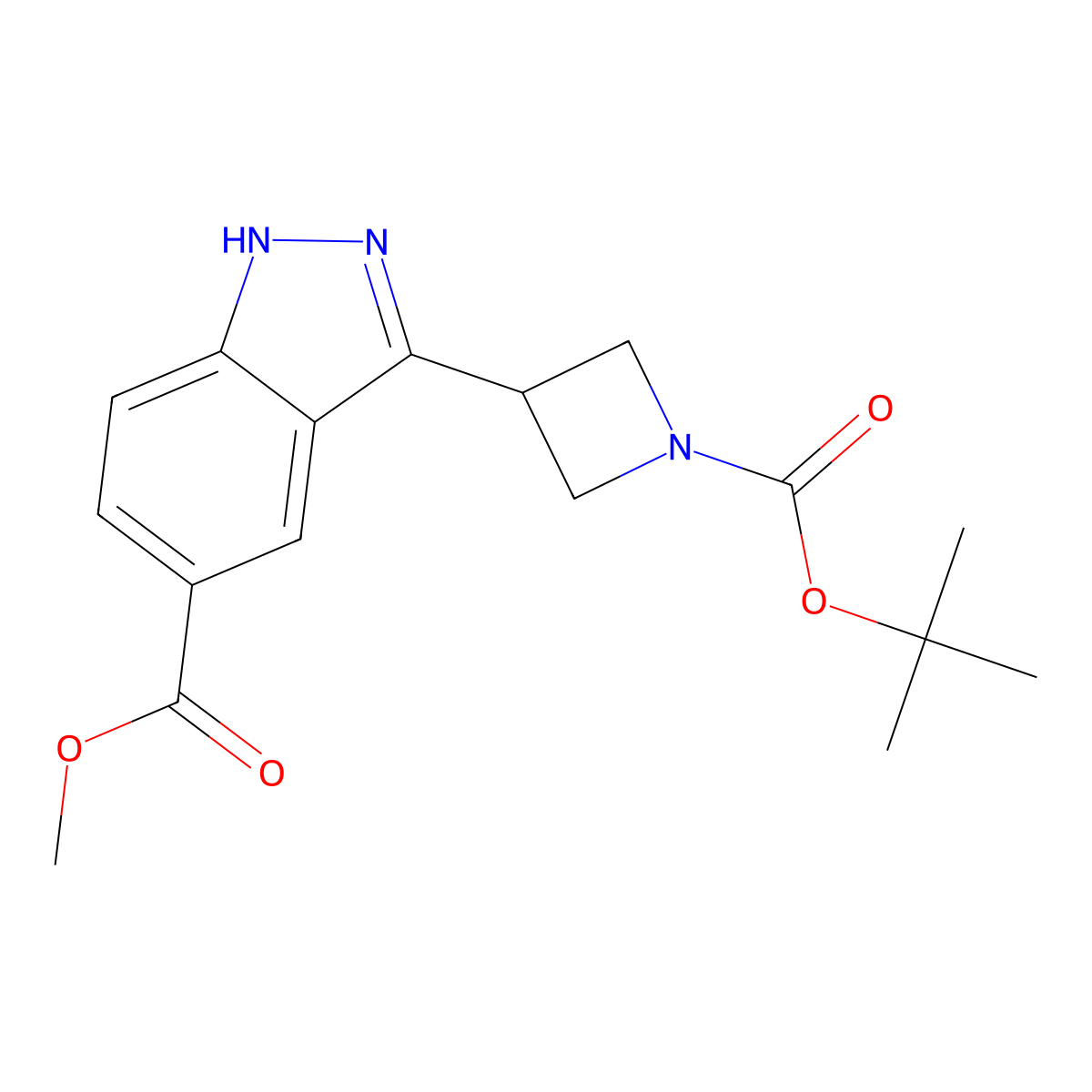 methyl 3-{1-[(tert-butoxy)carbonyl]azetidin-3-yl}-1H-indazole-5-carboxylate molecular structure, CAS 3017211-89-8