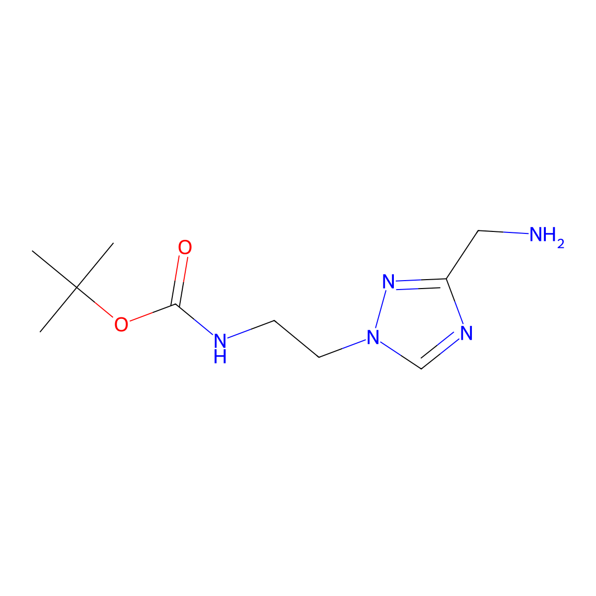 tert-butyl N-{2-[3-(aminomethyl)-1H-1,2,4-triazol-1-yl]ethyl}carbamate molecular structure, CAS 3017211-90-1
