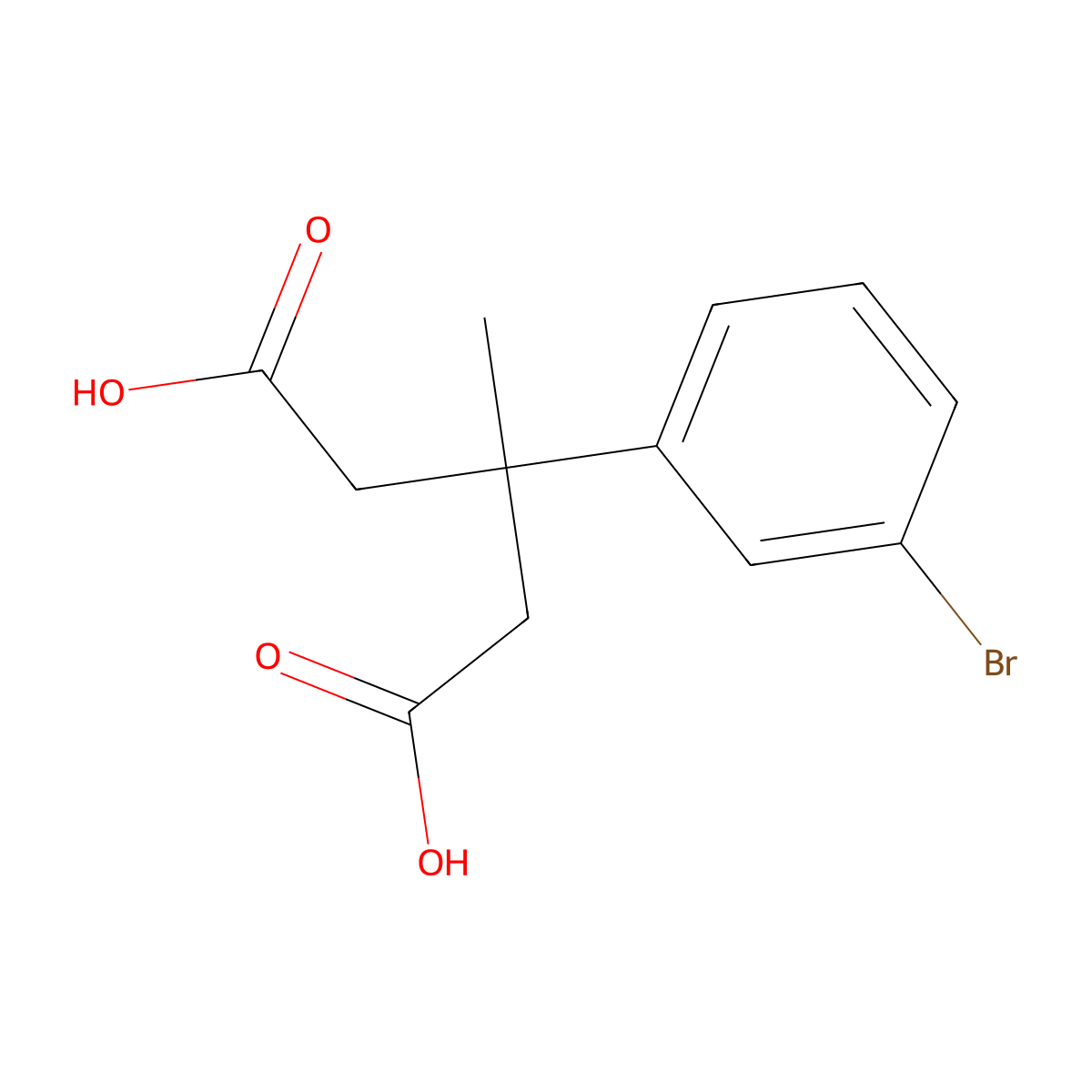 3-(3-Bromophenyl)-3-methylpentanedioic acid molecular structure, CAS 3017211-97-8