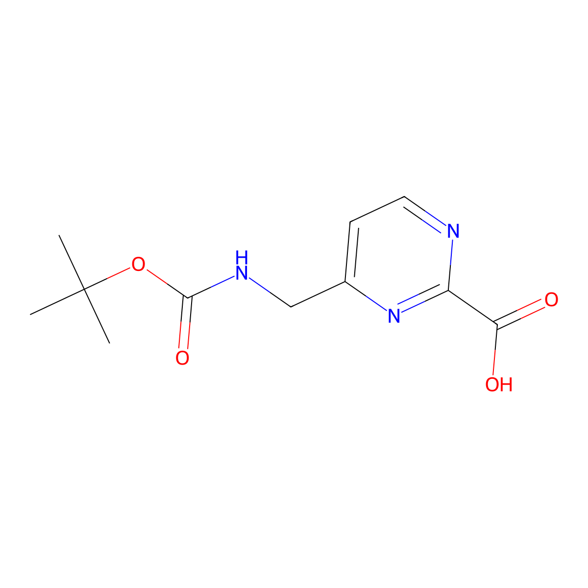 4-({[(Tert-butoxy)carbonyl]amino}methyl)pyrimidine-2-carboxylic acid molecular structure, CAS 3017212-06-2