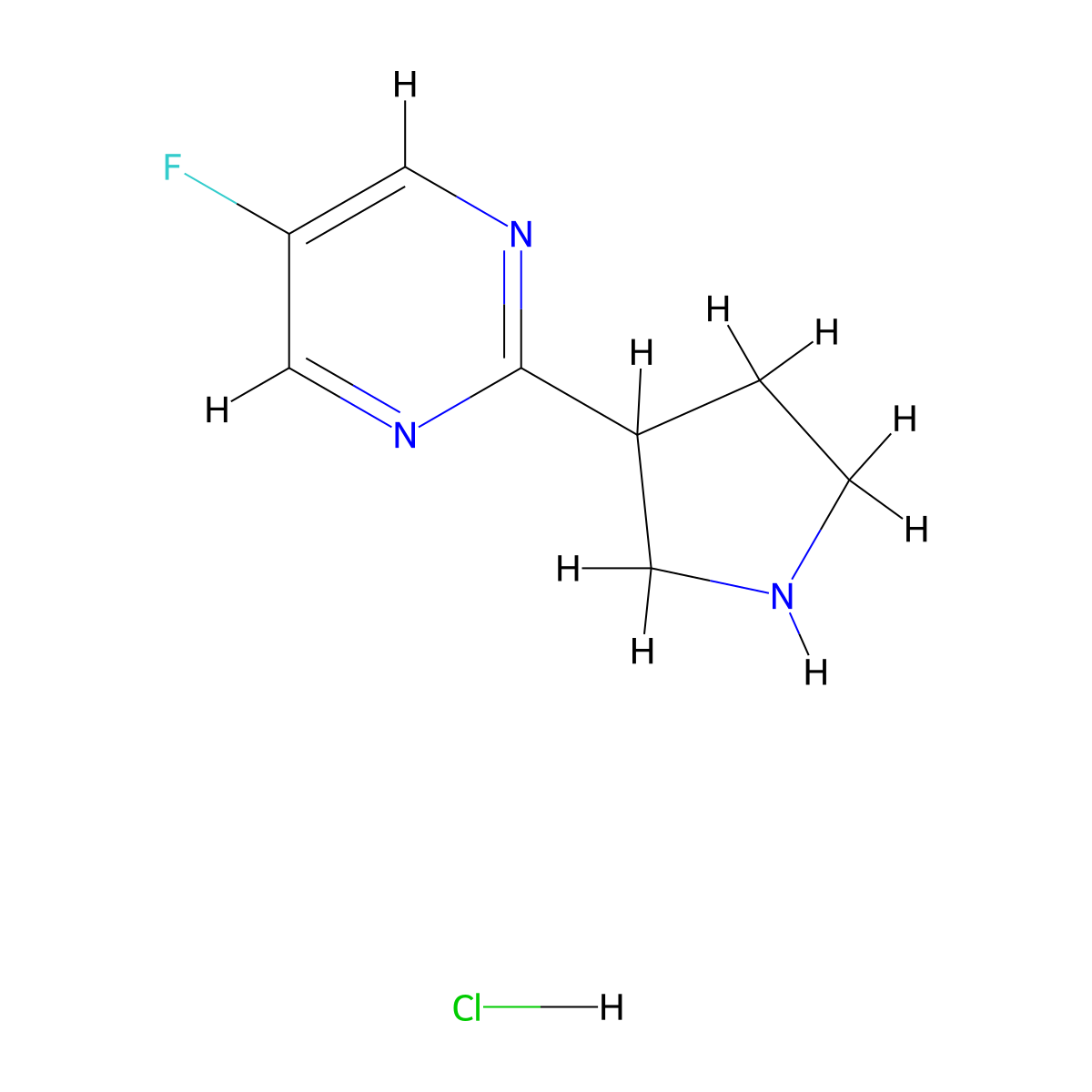 5-Fluoro-2-(pyrrolidin-3-yl)pyrimidine hydrochloride molecular structure, CAS 3017212-14-2