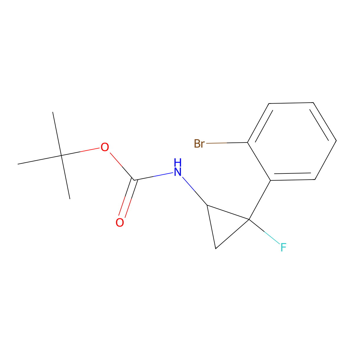 tert-butyl N-[2-(2-bromophenyl)-2-fluorocyclopropyl]carbamate molecular structure, CAS 3017212-24-4