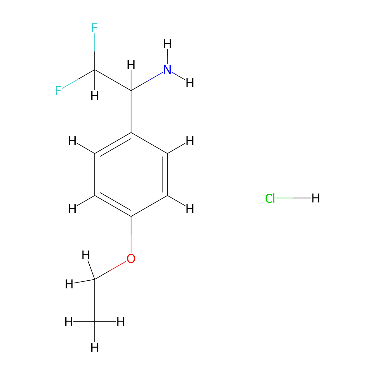 1-(4-Ethoxyphenyl)-2,2-difluoroethanamine;hydrochloride molecular structure, CAS 3017212-30-2