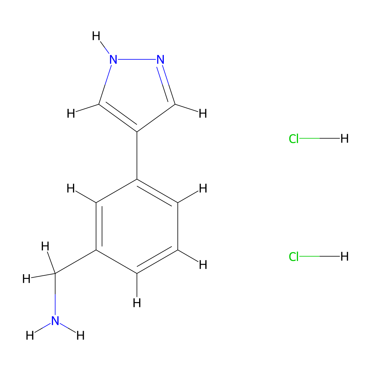1-[3-(1H-pyrazol-4-yl)phenyl]methanamine dihydrochloride molecular structure, CAS 3017212-38-0