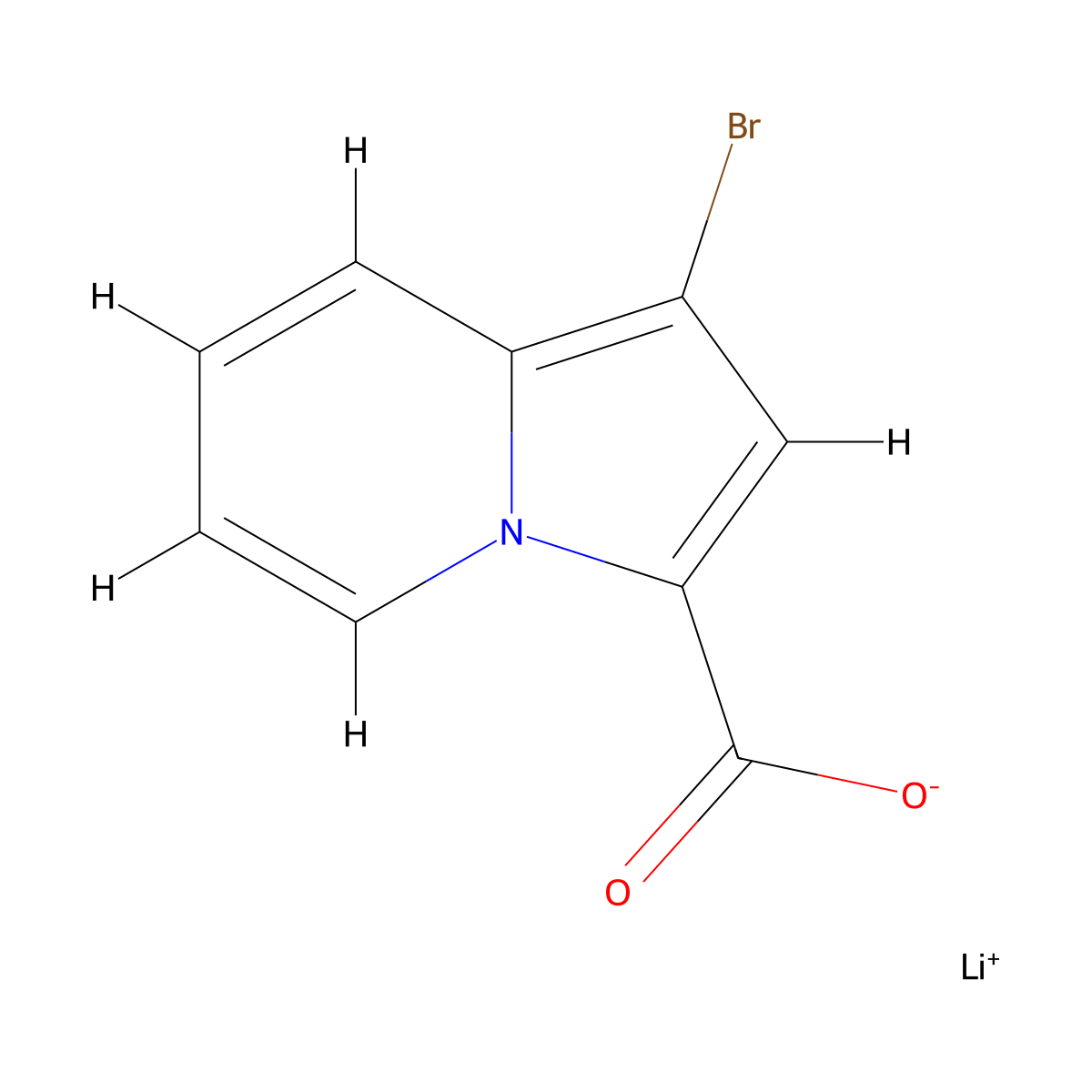 Lithium(1+) 1-bromoindolizine-3-carboxylate molecular structure, CAS 3017212-53-9
