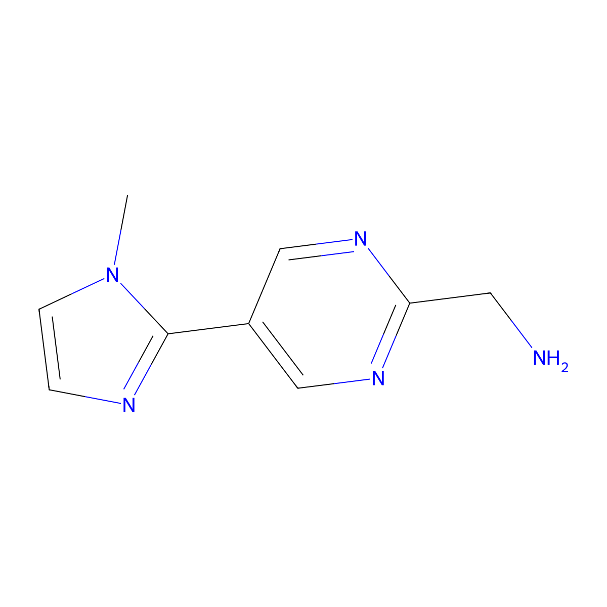 1-[5-(1-methyl-1H-imidazol-2-yl)pyrimidin-2-yl]methanamine molecular structure, CAS 3017212-57-3